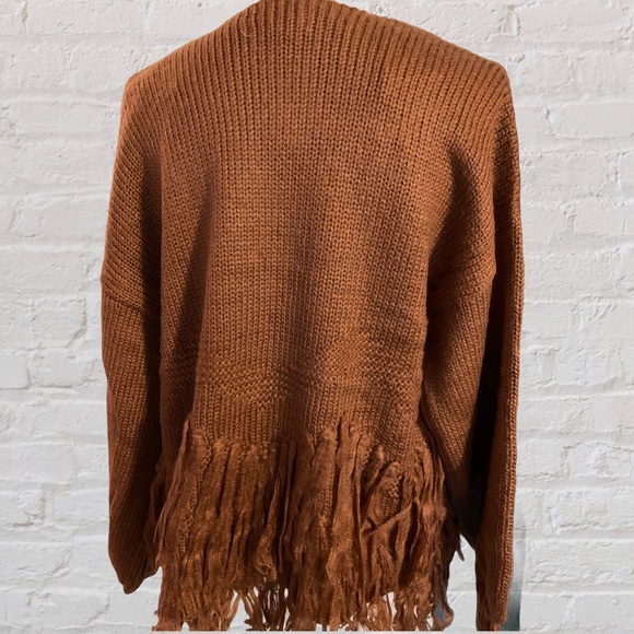 ❌DONATED❌Carmel Brown Fringe Open Style Sweater Cardigan - Picture 8 of 13